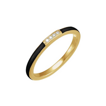  302 Fine Jewelry Enamel Band with Diamonds Finger Ring Gold Finger Rings 302 Fine Jewelry Black  