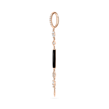  DJULA Black Enamel Long Bar Single Earring Diamond Gold Earrings-Standard DJULA   