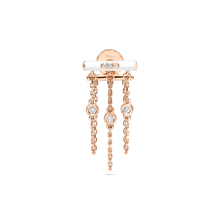  DJULA White Enamel Bar Chain Single Earring Diamond Gold Earrings-Standard DJULA   
