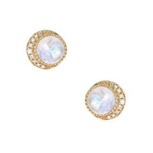  Liven Co. Mini Moon Rainbow Moonstone with Diamond Earrings Gold Earrings-Standard Liven Co.   