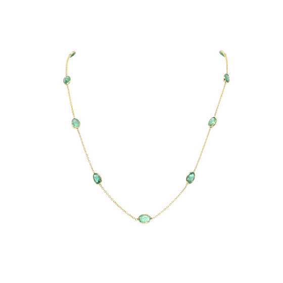 Tresor Oval Emerald Necklace Gold Necklaces Tresor   