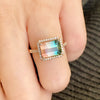 Liven Co. One of a Kind Bicolor Tourmaline Ring with Diamond Halo Finger Rings Liven Co.