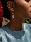 Liven Co. Bezel Set Rainbow Moonstone Earrings with Accent Diamond