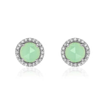  Liven Co. Diamond Halo Earrings with Rose Cut Chrysoprase Earrings-Standard Liven Co.