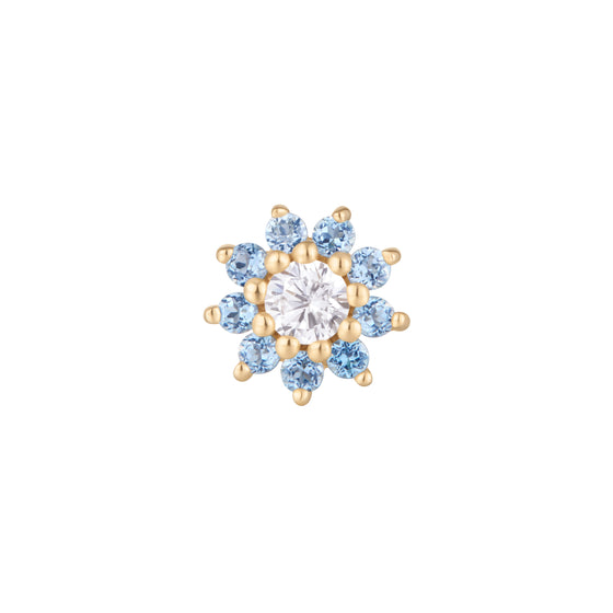 Buddha Jewelry Press Fit Eloise London Blue Topaz + CZ Gold Piercing Jewelry > Press Fit Gold Buddha Jewelry Yellow Gold  