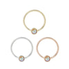 Fixed Bezel 2mm Bead Ring with Mercury Mist Topaz Fixed Rings Buddha Jewelry