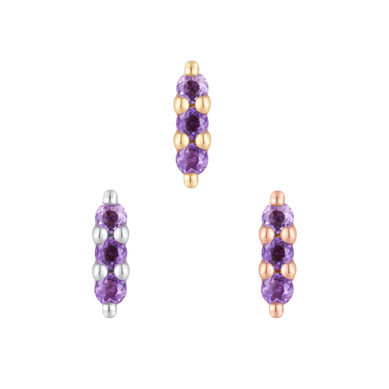 Buddha Jewelry Press Fit Mishka 3 Amethyst Gold Piercing Jewelry > Press Fit Buddha Jewelry