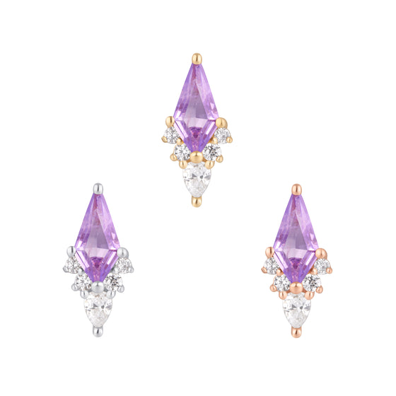 Buddha Jewelry Press Fit Afterglow Amethyst + CZ Gold Piercing Jewelry > Press Fit Gold Buddha Jewelry   