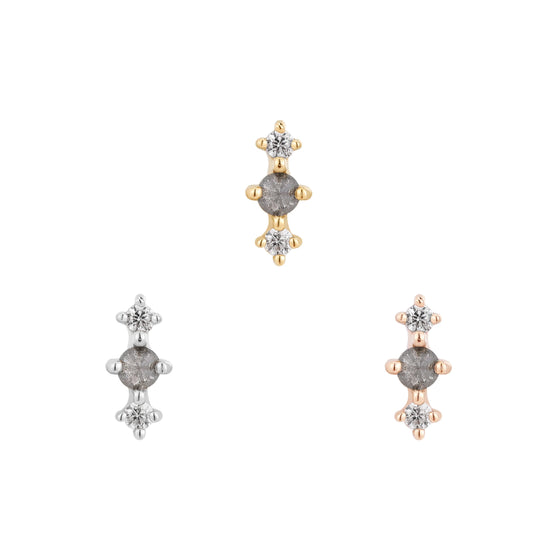 Buddha Jewelry Press Fit Ghost Flower Grey Diamond Gold Piercing Jewelry > Press Fit Buddha Jewelry