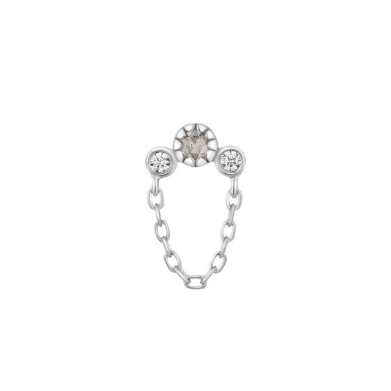 Buddha Jewelry Press Fit Halston Grey Diamond with White Sapphire Gold Piercing Jewelry > Press Fit Buddha Jewelry White Gold  