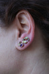 Jennifer Dawes Vine Bud Earrings with Tourmaline Peridot and Diamond