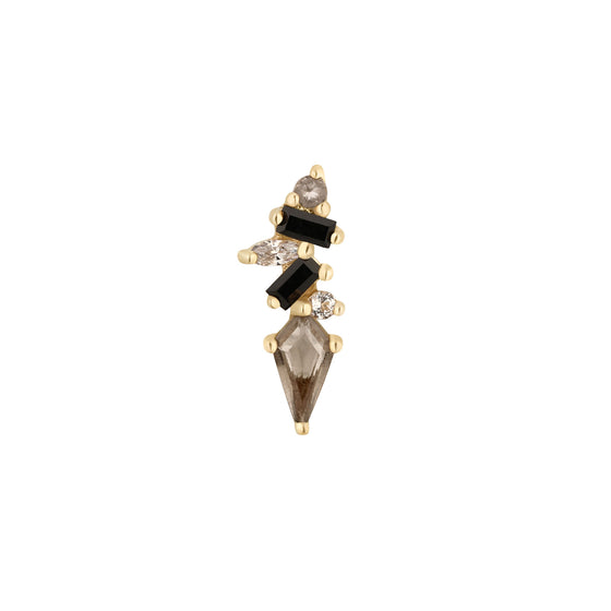Buddha Jewelry Press Fit Mixt Smoky Quartz Gold Piercing Jewelry > Press Fit Gold Buddha Jewelry Yellow Gold  