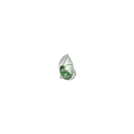 Buddha Jewelry Occasion Press Fit with Moss Agate Gold Piercing Jewelry > Press Fit Buddha Jewelry White Gold
