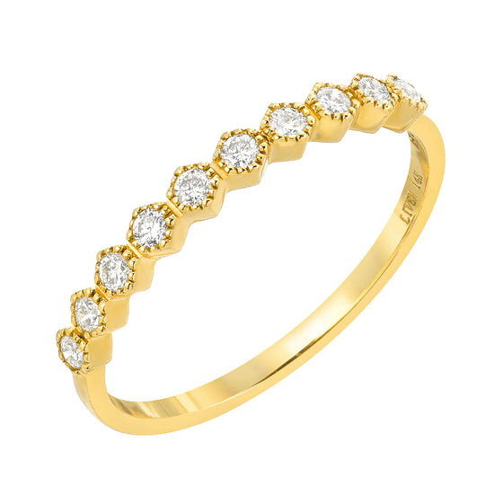 Liven Co. Honeycomb Halfway Ring Gold Finger Ring Liven Co. Yellow Gold 7 
