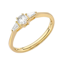  Liven Co. Heirloom Rose Cut Diamond Ring with Tapered Baguettes Gold Finger Ring Liven Co. Yellow Gold 6 