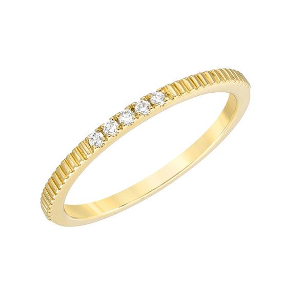 Liven Co. Linear Texture DNA Band with 5 Diamonds Gold Finger Ring Liven Co. Yellow Gold 6.5 