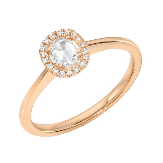 Liven Co. Rose Cut Oval with Diamond Ring Gold Finger Ring Liven Co. Rose Gold 7 