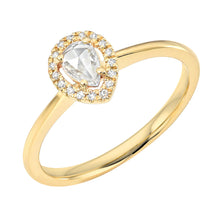  Liven Co. Rose Cut Teardrop with Halo Diamond Ring Gold Finger Ring Liven Co. Yellow Gold 6.5 