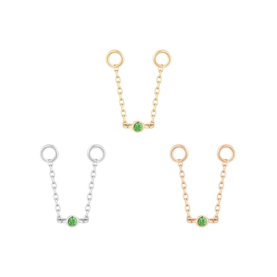 Buddha Jewelry Cable Chain and Round Tsavorite Gold Piercing Jewelry > Chain Buddha Jewelry   