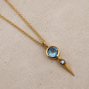 Marika Desert Swiss Blue Topaz Bezel Set Spiked Dangle Necklace Gold Necklaces Marika Dessert Gold