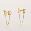 Liven Co. 3mm Accented Pearl Earring with Custom Chain Earrings-Standard Liven Co.