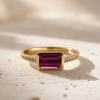 Kimberly Collins East West Ring with Purple Garnet and Diamonds