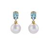 302 Fine Jewelry Earrings with Natural Aquamarine and Akoya Pearl