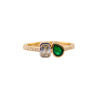 Savio 2 Stone Ring with Emerald Pear and Baguette Diamond