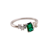 Savio Baguette Ring with Emerald and Diamonds