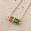 Liven Co. One of a Kind Bicolor Tourmaline Neckalce with Diamond Halo Necklaces Liven Co.