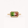 Liven Co. One of a Kind Bicolor Tourmaline Ring with Diamond Halo Finger Rings Liven Co.