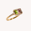 Liven Co. One of a Kind Bicolor Tourmaline Ring with Diamond Halo Finger Rings Liven Co.