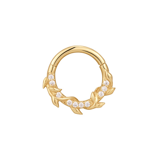 Buddha Jewelry Wild Hearts Clicker CZ Gold Piercing Jewelry > Clicker Gold Buddha Jewelry Yellow Gold 16g 5/16"