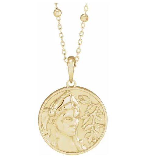 302 Fine Jewelry Athena Coin Necklace Gold Necklaces 302 Fine Jewelry   