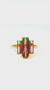 Parle Large Baguette Finger Ring Bicolor Tourmaline Gold