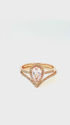 Liven Co. Morganite Pear Finger Ring with Diamonds Gold Finger Rings Liven Co.