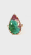 Liven Co. Paraiba Tourmaline R155 Teardrop Finger Ring with Diamonds Gold Finger Rings Liven Co.