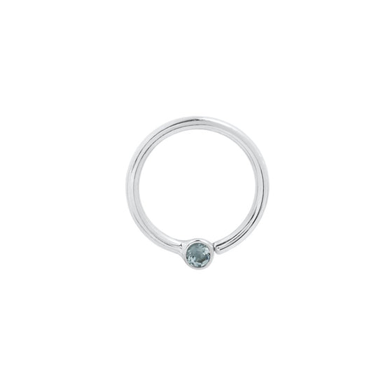 Buddha Jewelry London Blue Topaz Bezel Fixed Ring Gold Piercing Jewelry > Fixed Ring Buddha Jewelry White Gold 3/8" 