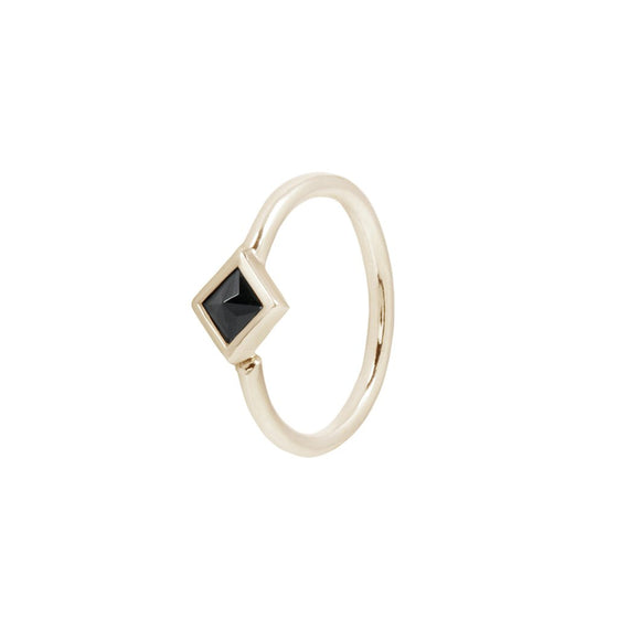 Buddha Jewelry Mae Seam Ring Side-Set Black Spinel Gold Piercing Jewelry > Seam Ring Buddha Jewelry Rose Gold  