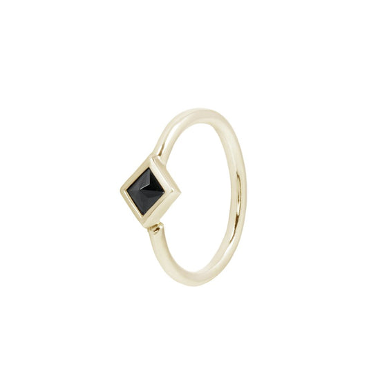Buddha Jewelry Mae Seam Ring Side-Set Black Spinel Gold Piercing Jewelry > Seam Ring Buddha Jewelry Yellow Gold  