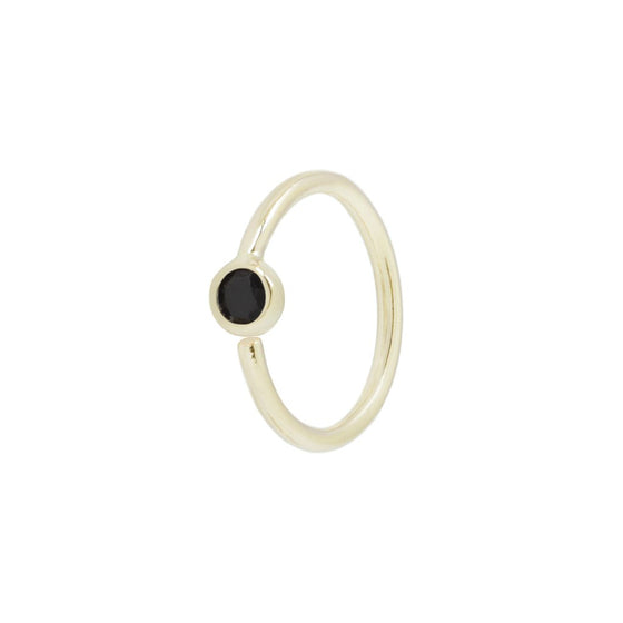 Buddha Jewelry Black Spinel Bezel Fixed Ring Side-Set Gold Piercing Jewelry > Fixed Ring Buddha Jewelry Yellow Gold  