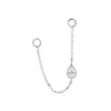 Buddha Jewelry Cable Chain and Teardrop CZ Gold Piercing Jewelry > Chain Buddha Jewelry White Gold  