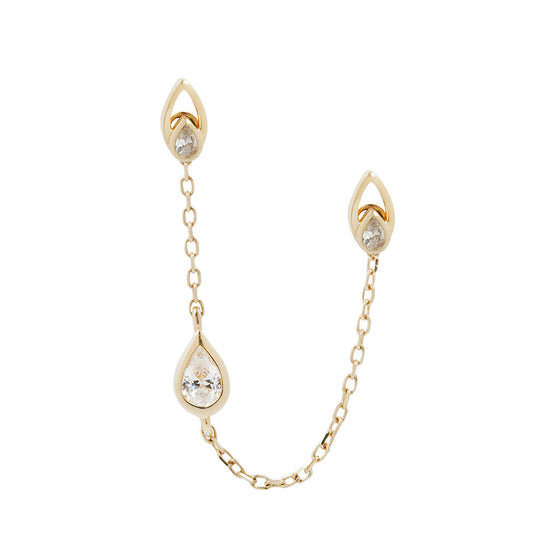 Buddha Jewelry Cable Chain and Teardrop CZ Gold Piercing Jewelry > Chain Buddha Jewelry   