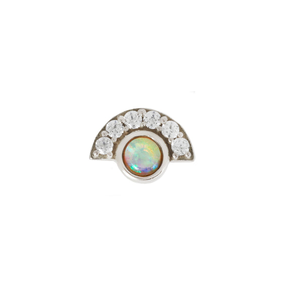 Buddha Jewelry Press Fit Kahlo Opal and CZ Gold Piercing Jewelry > Press Fit Buddha Jewelry White Gold  