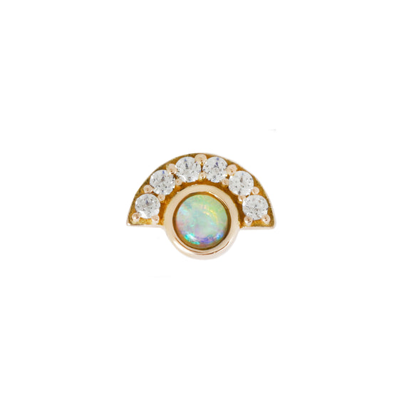 Buddha Jewelry Press Fit Kahlo Opal and CZ Gold Piercing Jewelry > Press Fit Buddha Jewelry Yellow Gold  