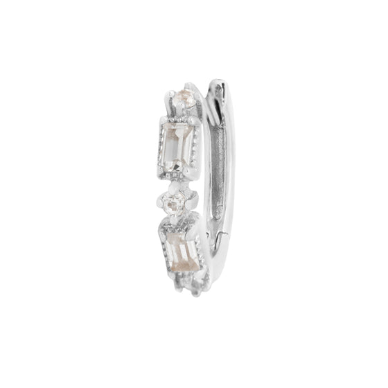 Buddha Jewelry Euphoria Huggie White Sapphire Gold Piercing Jewelry > Clicker Buddha Jewelry White Gold  