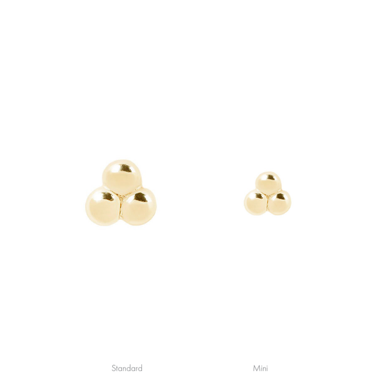 Buddha Jewelry Press Fit Mini 3 Bead Cluster Gold Piercing Jewelry > Press Fit Buddha Jewelry Yellow Gold  