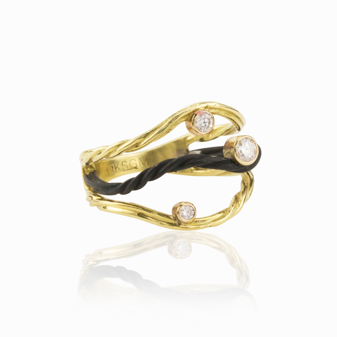  Sarah Graham Clover Three Wire Ring Diamond Gold Finger Rings Sarah Graham   