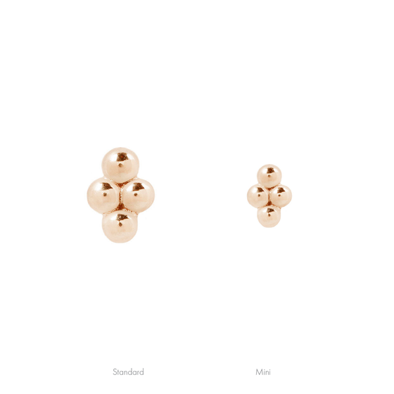 Buddha Jewelry Press Fit Mini 4 Bead Cluster Gold Piercing Jewelry > Press Fit Buddha Jewelry Rose Gold  