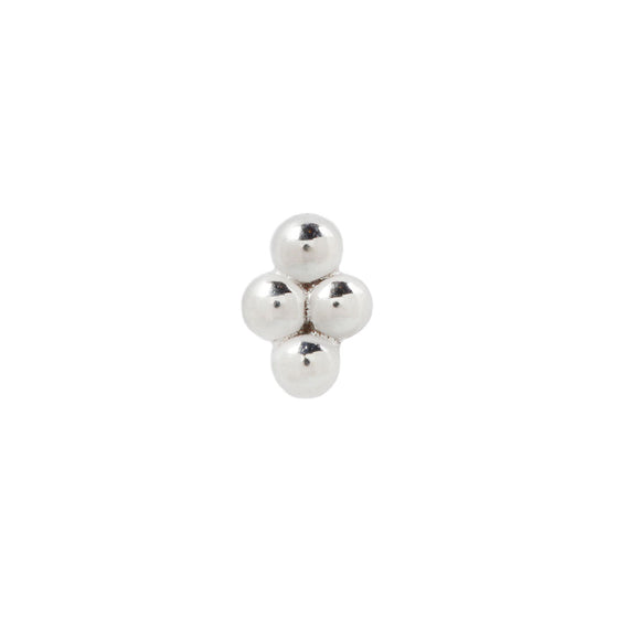 Buddha Jewelry Press Fit 4 Bead Cluster Gold Piercing Jewelry > Press Fit Buddha Jewelry White Gold